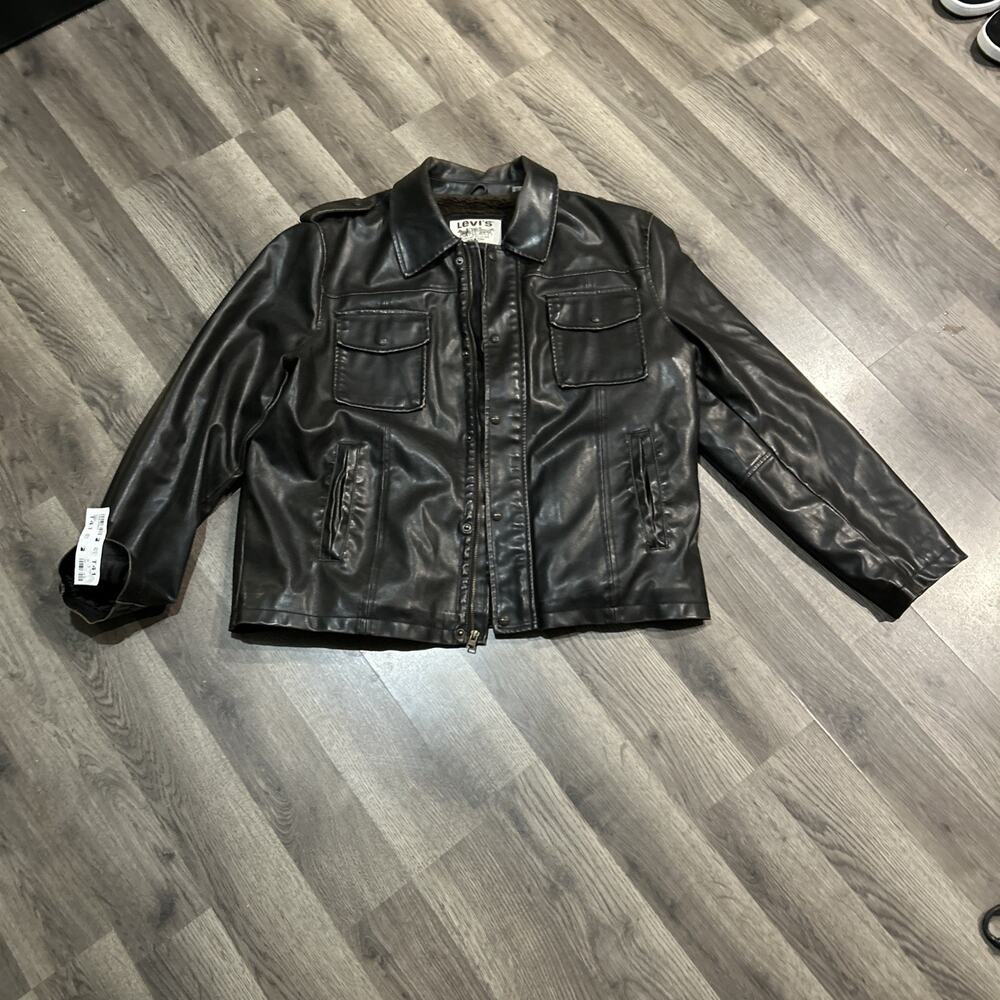levis jacket men xl vintage Faux Leather Sherpa Lined